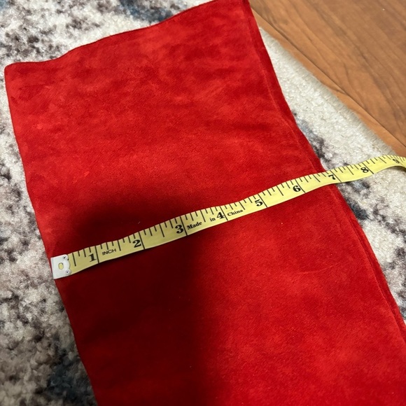 DUNE LONDON Selsie Red Suede Tall 70’s Block Heel Boots - Picture 7 of 11